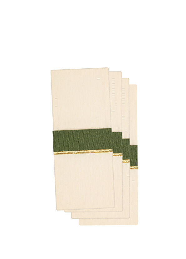 Forest Charm Yeşil Detaylı Pamuklu 6'lı Çatal Bıçak Kesesi Seti