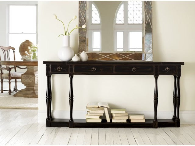 Four-Drawer Thin Console - Ebony