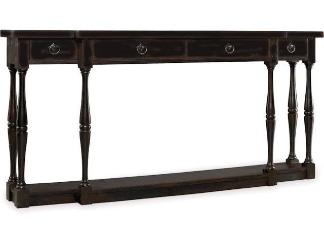 Four-Drawer Thin Console - Ebony