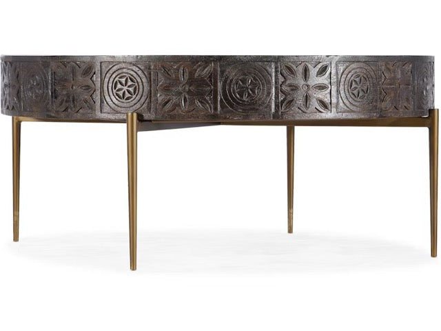 Carved Round Cocktail Table