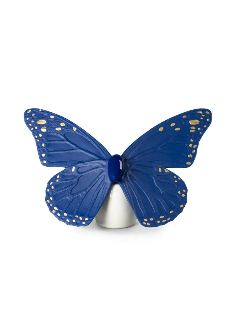 Butterfly Figurine. Golden Luster & Blue