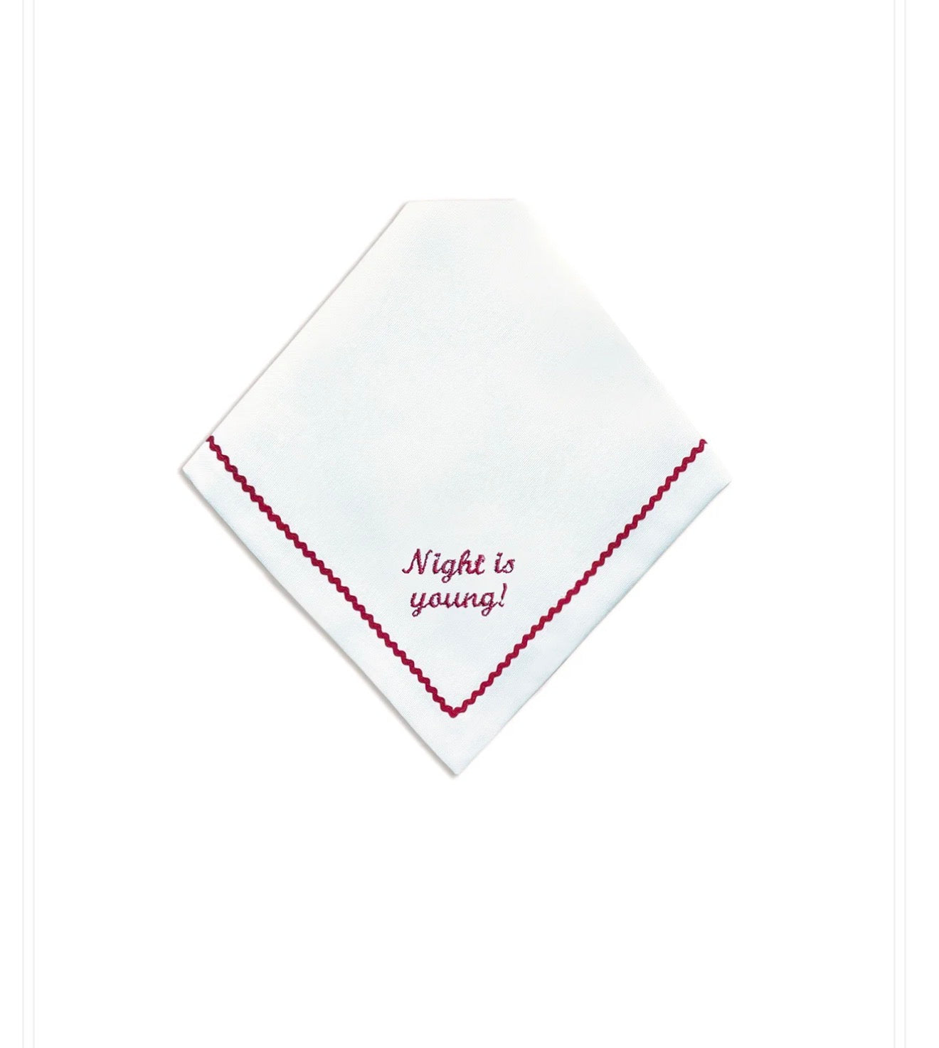 Greetings - Set of 4 Zigzag Napkins with Red Embroidery on White - 40x40 cm