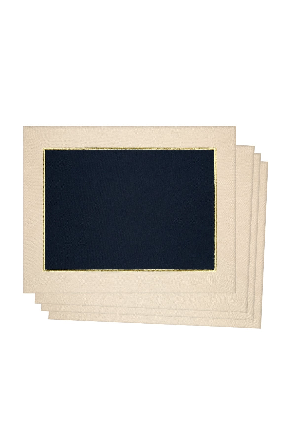 Koyu Lacivert & Bej Altın İşlemeli  6'lı Amerikan Servis Seti -'Mıdnıght Shıne'