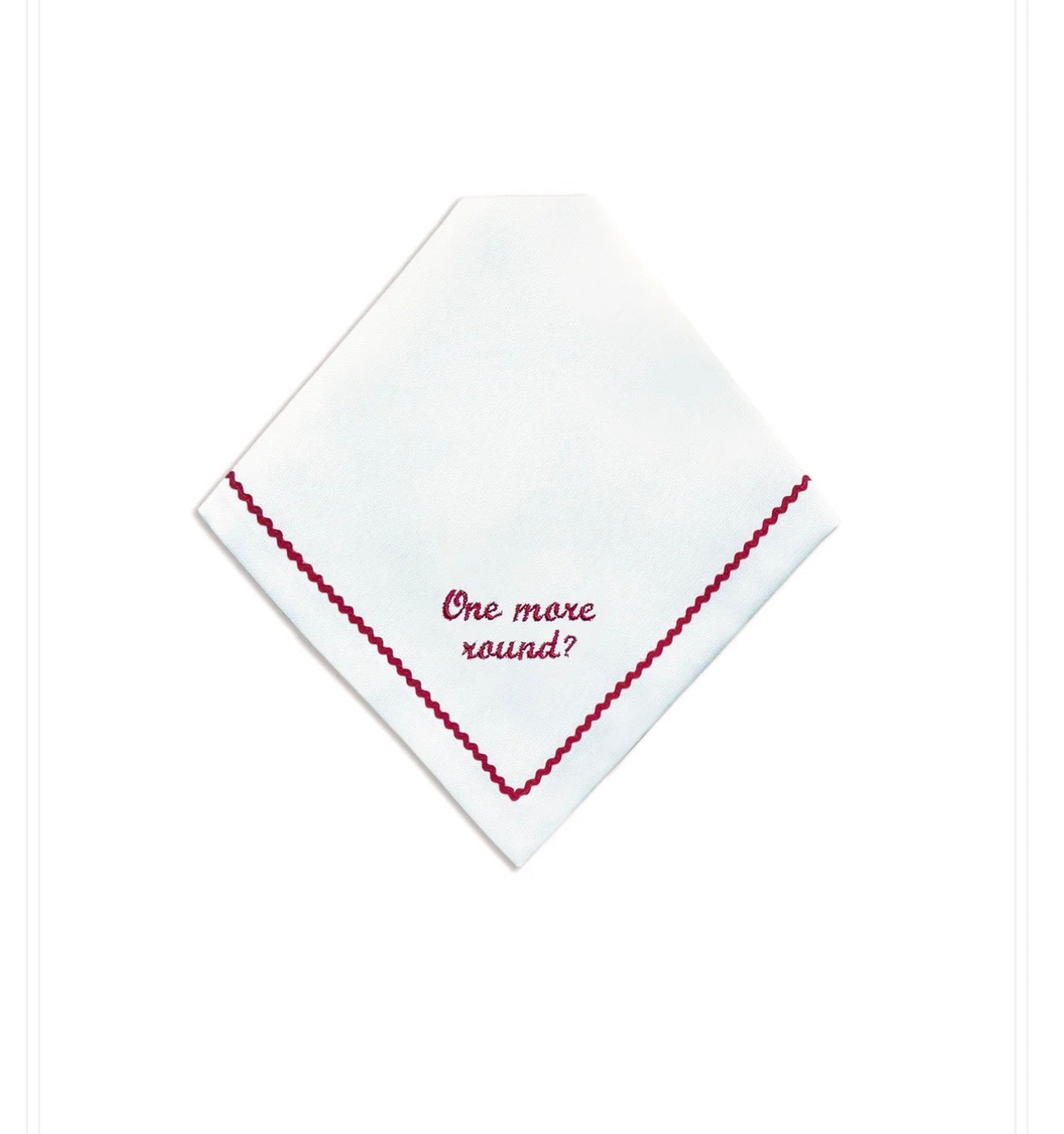 Greetings - Set of 4 Zigzag Napkins with Red Embroidery on White - 40x40 cm