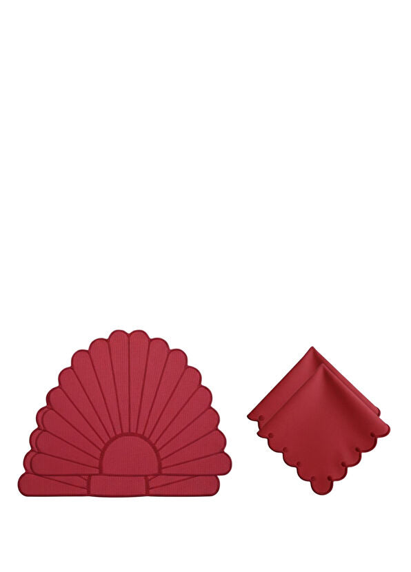 Bordo Nakışlı 6'lı Amerikan Servisi ve Peçete Takımı